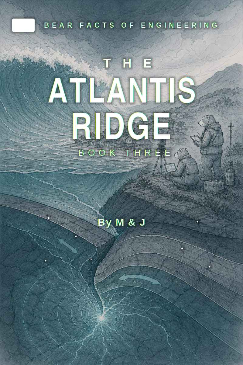 Concept line-art cover for The Atlantis Ridge, Book Three